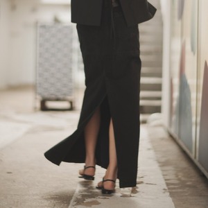 denim long skirt(black)